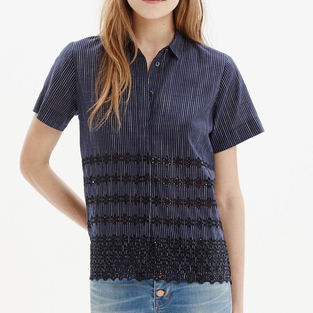 Madewell Eyelet Trim Blouse - Picture 1 of 6